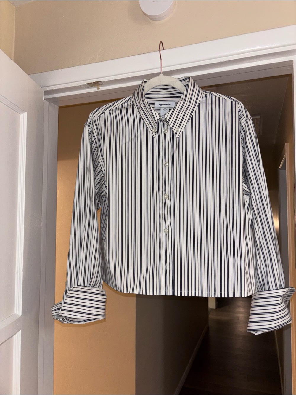Women’s Button-Down Stripe Shirt - White with Black Stripes